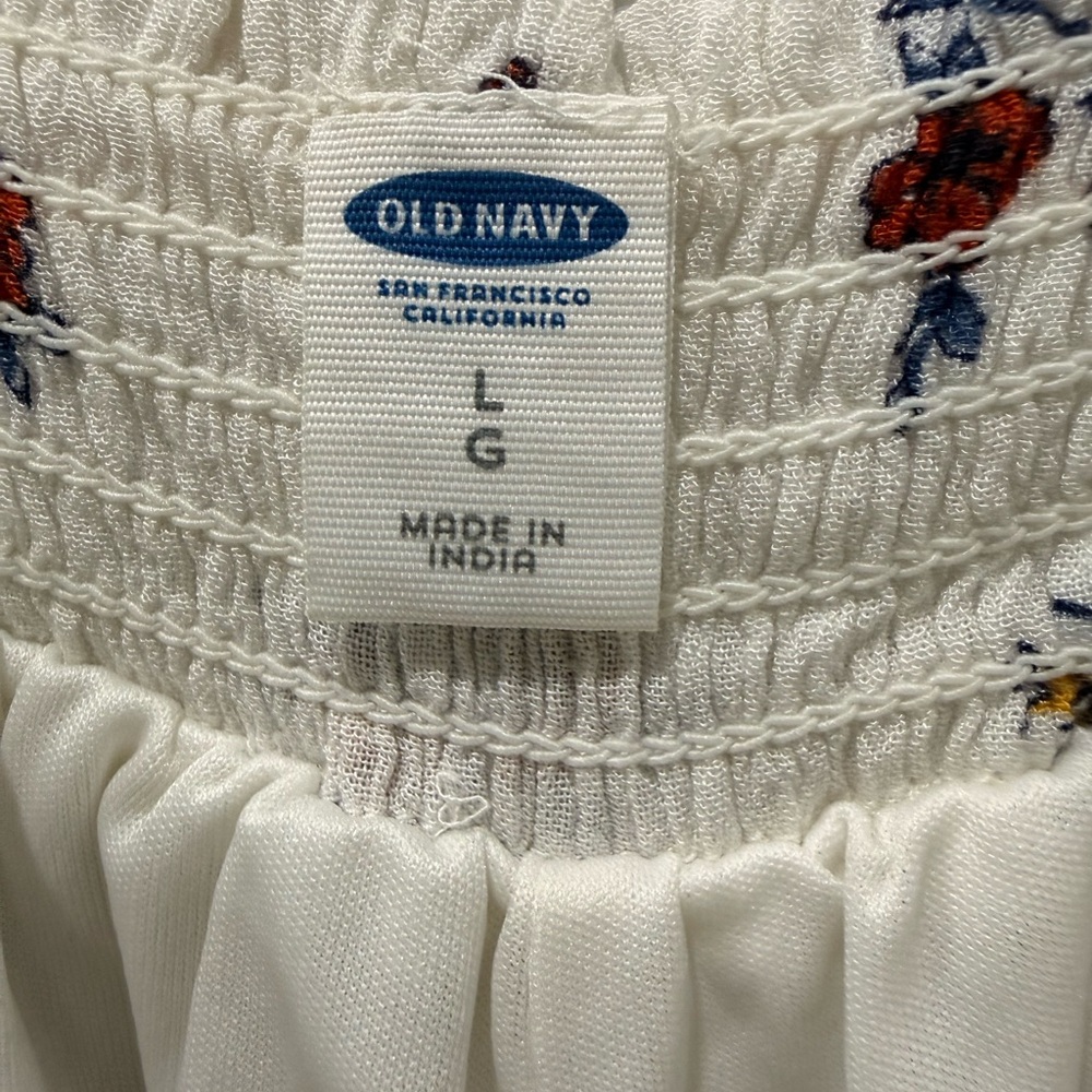 Old Navy Made in India White Floral Spaghetti Strap Maxi Dress – SZ L 🌸🤍 - Picture 2 of 3